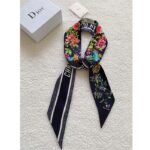 Dior Women CD D-Floral Mitzah Scarf Blue Multicolor Silk Twill - Image 3