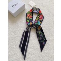 Dior Women CD D-Floral Mitzah Scarf Blue Multicolor Silk Twill (1)