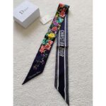 Dior Women CD D-Floral Mitzah Scarf Blue Multicolor Silk Twill - Image 2