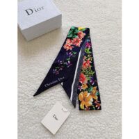 Dior Women CD D-Floral Mitzah Scarf Blue Multicolor Silk Twill (1)