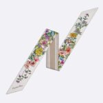 Sciarpa Dior da donna CD D-Floral Mitzah in twill di seta bianco multicolore
