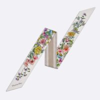 Dior Women CD D-Floral Mitzah Scarf White Multicolor Silk Twill (1)