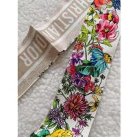 Dior Women CD D-Floral Mitzah Scarf White Multicolor Silk Twill (1)