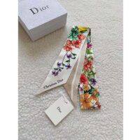 Dior Women CD D-Floral Mitzah Scarf White Multicolor Silk Twill (1)