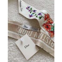 Dior Women CD D-Floral Mitzah Scarf White Multicolor Silk Twill (1)
