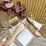 Dior Women CD D-Joy Ballet Flat Pink Beige Satin Grosgrain - Imagen 9
