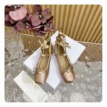 Dior Women CD D-Joy Ballet Flat Pink Beige Satin Grosgrain - Imagen 5