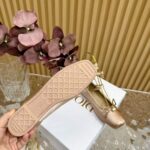 Dior Women CD D-Joy Ballet Flat Pink Beige Satin Grosgrain - Imagen 10