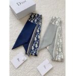 Dior Women CD Dior Oblique Mitzah Scarf Navy Blue Silk Twill – Image 8