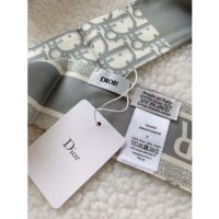 Dior Women CD Dior Oblique Mitzah Scarf Gray Silk Twill (6)