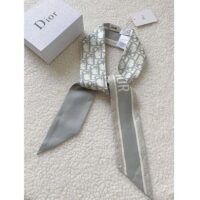 Dior Women CD Dior Oblique Mitzah Scarf Gray Silk Twill (6)