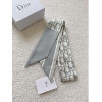 Dior Women CD Dior Oblique Mitzah Scarf Gray Silk Twill (6)