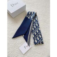 Dior Women CD Dior Oblique Mitzah Scarf Navy Blue Silk Twill (3)