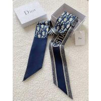 Dior Women CD Dior Oblique Mitzah Scarf Navy Blue Silk Twill (3)