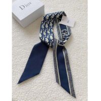 Dior Women CD Dior Oblique Mitzah Scarf Navy Blue Silk Twill (3)