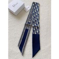 Dior Women CD Dior Oblique Mitzah Scarf Navy Blue Silk Twill (3)
