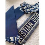 Dior Women CD Dior Oblique Mitzah Scarf Navy Blue Silk Twill – Image 6