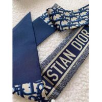 Dior Women CD Dior Oblique Mitzah Scarf Navy Blue Silk Twill (3)