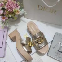 Dior Women CD Dior Or 30 Montaigne Heeled Slide Laminated Calfskin (5)