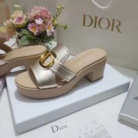 Dior Women CD Dior Or 30 Montaigne Heeled Slide Laminated Calfskin (5)