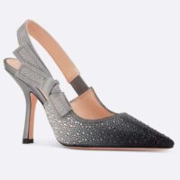 Dior Women CD Dior Or J’Adior Slingback Pump Cotton Embroidered Black Silver Strass (2)