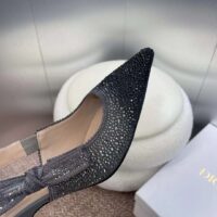 Dior Women CD Dior Or J’Adior Slingback Pump Cotton Embroidered Black Silver Strass (2)