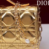 Dior Women CD Dior Or My Dior Mini Bag Gold Metallic Crinkled Cannage Calfskin (4)