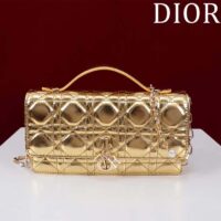 Dior Women CD Dior Or My Dior Mini Bag Gold Metallic Crinkled Cannage Calfskin (4)