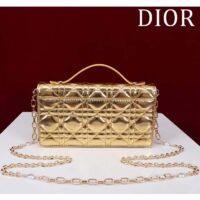 Dior Women CD Dior Or My Dior Mini Bag Gold Metallic Crinkled Cannage Calfskin (4)