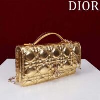 Dior Women CD Dior Or My Dior Mini Bag Gold Metallic Crinkled Cannage Calfskin (4)