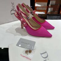 Dior Women CD J’Adior Slingback Pump Passion Pink Embroidered Cotton (4)
