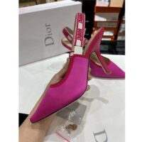 Dior Women CD J’Adior Slingback Pump Passion Pink Embroidered Cotton (4)