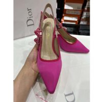 Dior Women CD J’Adior Slingback Pump Passion Pink Embroidered Cotton (4)