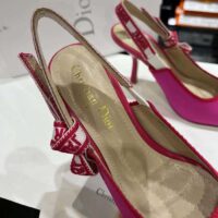 Dior Women CD J’Adior Slingback Pump Passion Pink Embroidered Cotton (4)