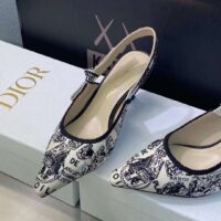 Dior Women CD J’Adior Slingback Pump White Black Cotton Embroidered Plan De Paris (2)