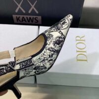 Dior Women CD J’Adior Slingback Pump White Black Cotton Embroidered Plan De Paris (2)