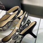 Dior Women CD J'Adior Slingback Pump White Black Cotton Embroidered Plan De Paris - Image 11
