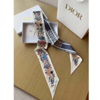 Dior Women CD Jardin D’Hiver Mitzah Scarf White Multicolor Silk Twill (10)