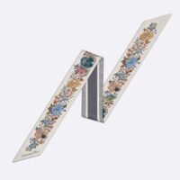 Dior Women CD Jardin D’Hiver Mitzah Scarf White Multicolor Silk Twill (10)