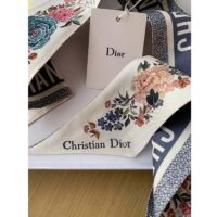 Dior Women CD Jardin D’Hiver Mitzah Scarf White Multicolor Silk Twill (10)