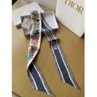 Dior Women CD Jardin D’Hiver Mitzah Scarf White Multicolor Silk Twill (10)