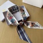 Dior Women CD Jardin D'Hiver Mitzah Scarf White Multicolor Silk Twill - Image 3