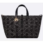 Borsa Dior Toujours grande CD da donna Dior in tweed cannage nero