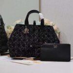 Dior Women CD Large Dior Toujours Bag Black Cannage Tweed - immagine 2