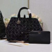 Dior Women CD Large Dior Toujours Bag Black Cannage Tweed (10)