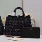 Dior Women CD Large Dior Toujours Bag Black Cannage Tweed - immagine 4