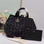 Dior Women CD Large Dior Toujours Bag Black Cannage Tweed - immagine 3