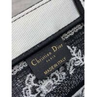 Dior Women CD Medium Dior Book Tote Black White Butterfly Bandana Embroidery (4)