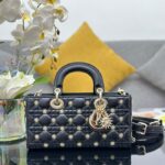 Dior Women CD Medium Lady D-Joy Bag Black Cannage Lambskin Sun Studs - Image 3