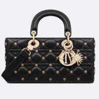 Dior Women CD Medium Lady D-Joy Bag Black Cannage Lambskin Sun Studs (3)